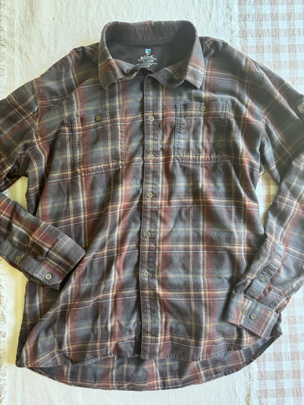 Kuhl Men's Plaid Button-Down Shirt - Brown and Red